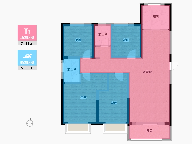 河南省-郑州市-亚星锦绣山河大二期-99.61-户型库-动静分区