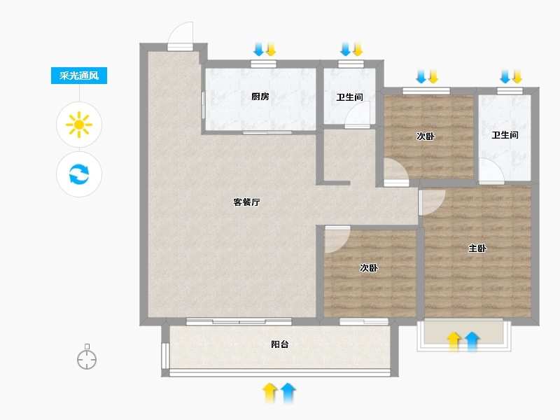 陕西省-西安市-天地源·棠樾坊-101.60-户型库-采光通风