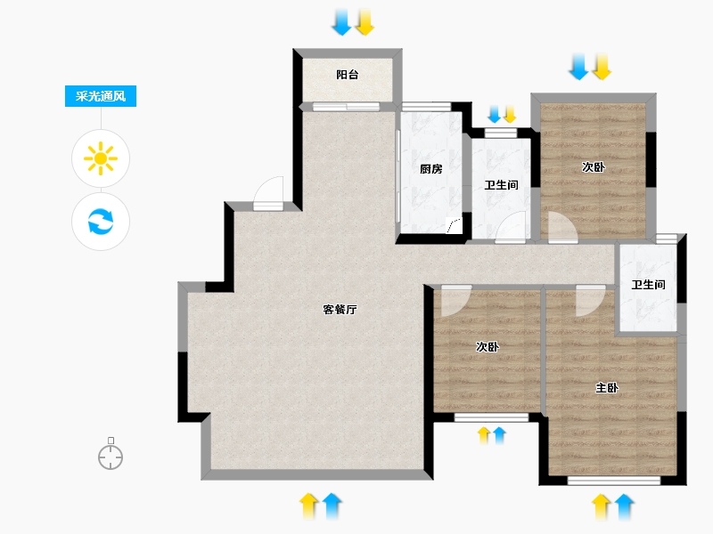 四川省-成都市-华润置地静安府-99.37-户型库-采光通风