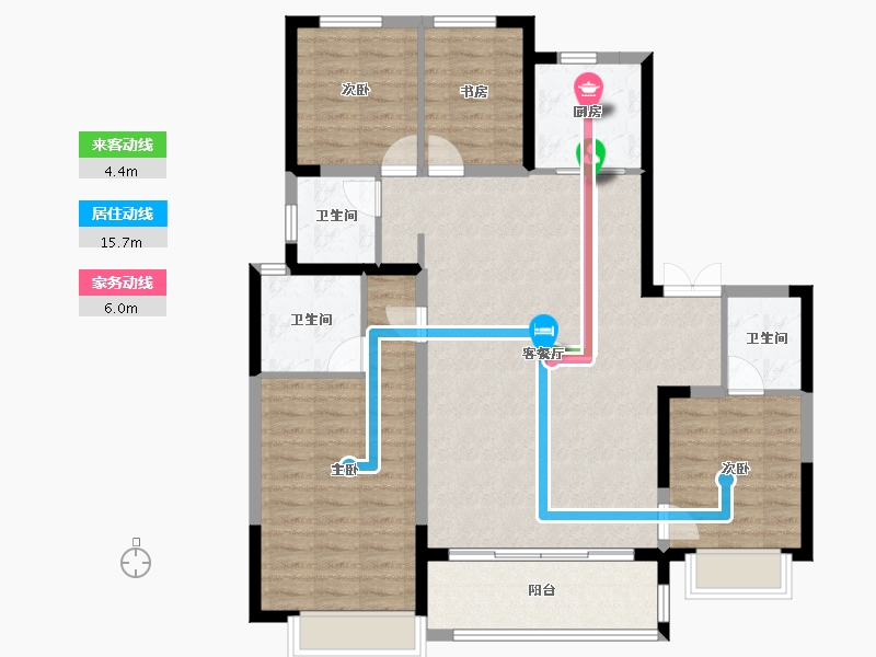 陕西省-西安市-紫薇越秀·馨樾府-113.61-户型库-动静线