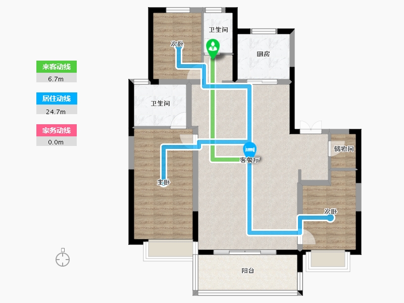 陕西省-西安市-紫薇越秀·馨樾府-106.40-户型库-动静线