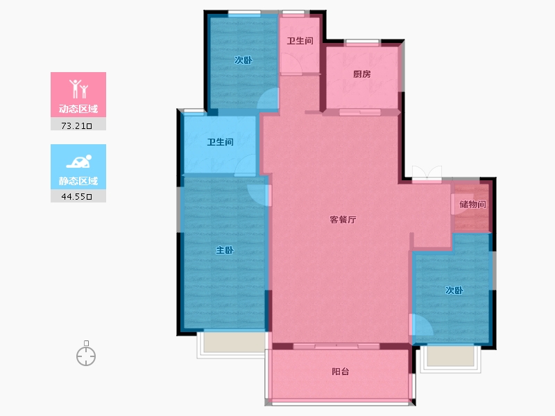 陕西省-西安市-紫薇越秀·馨樾府-106.40-户型库-动静分区