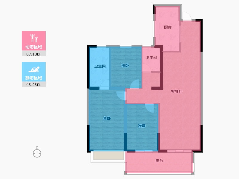 陕西省-西安市-紫薇越秀·馨樾府-96.00-户型库-动静分区