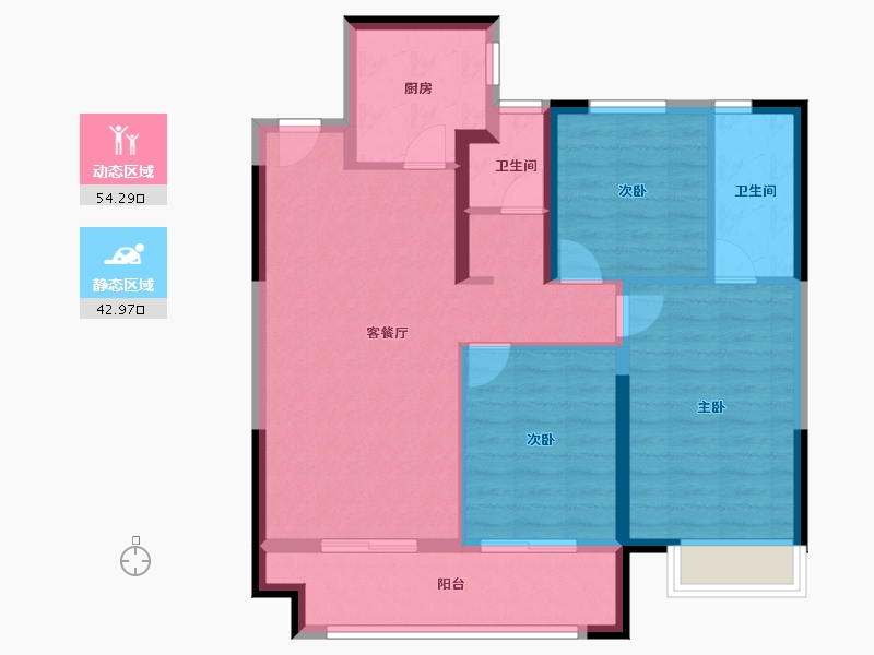 陕西省-西安市-华清园·文津观澜-87.20-户型库-动静分区