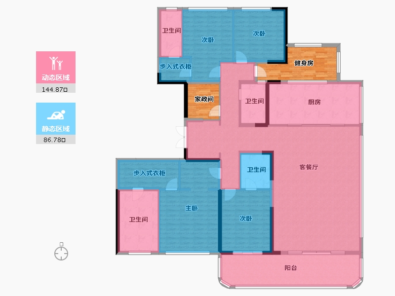 湖南省-长沙市-绿城凤起麓鸣-227.91-户型库-动静分区