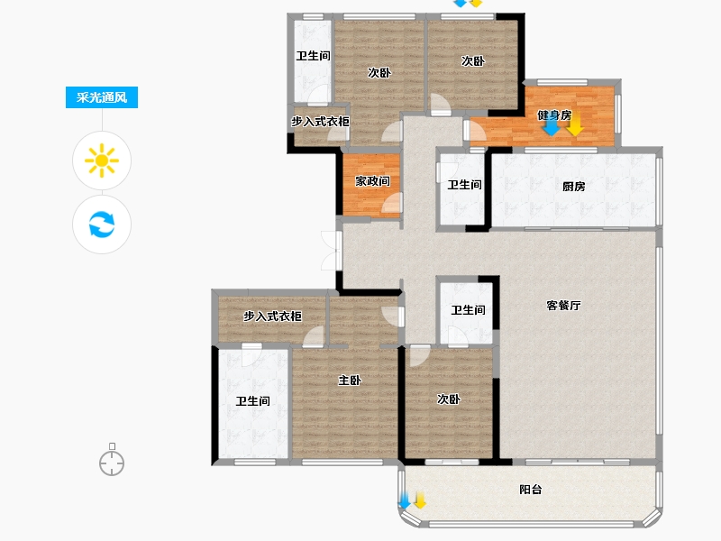 湖南省-长沙市-绿城凤起麓鸣-227.91-户型库-采光通风