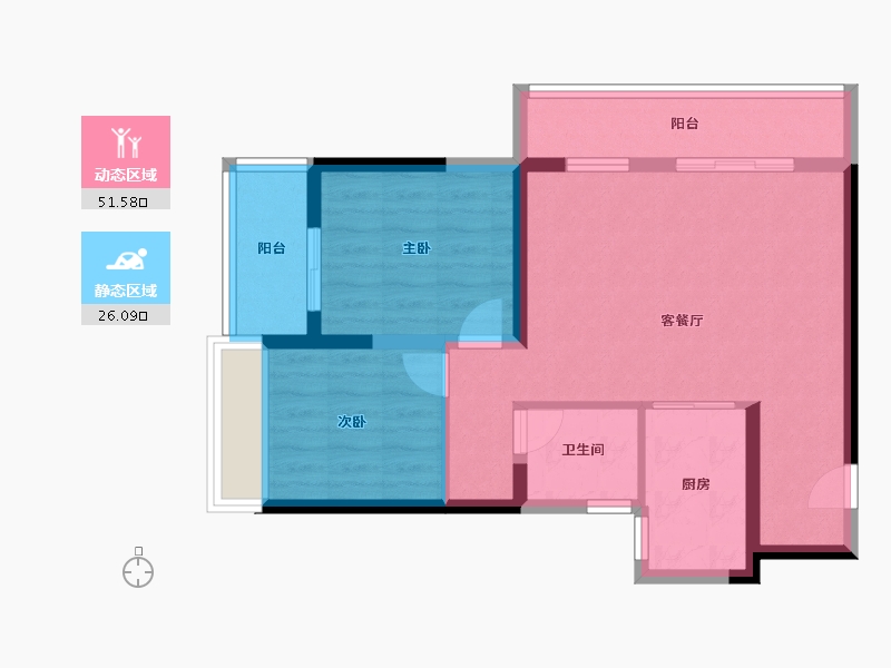 陕西省-西安市-华清园·文津观澜-68.80-户型库-动静分区