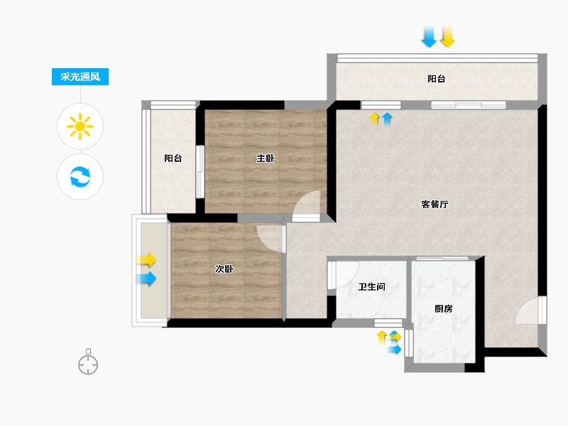 陕西省-西安市-华清园·文津观澜-68.80-户型库-采光通风