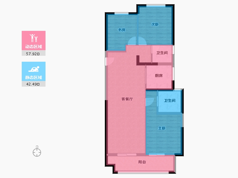 陕西省-西安市-华清园·文津观澜-90.40-户型库-动静分区