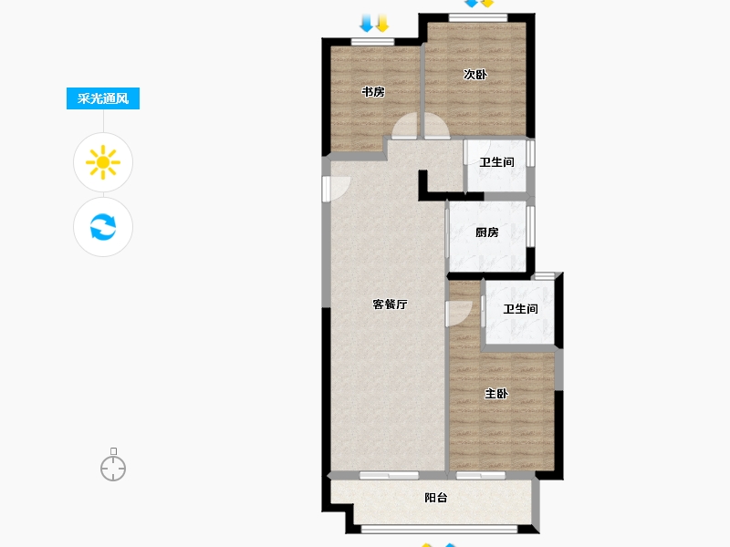 陕西省-西安市-华清园·文津观澜-90.40-户型库-采光通风