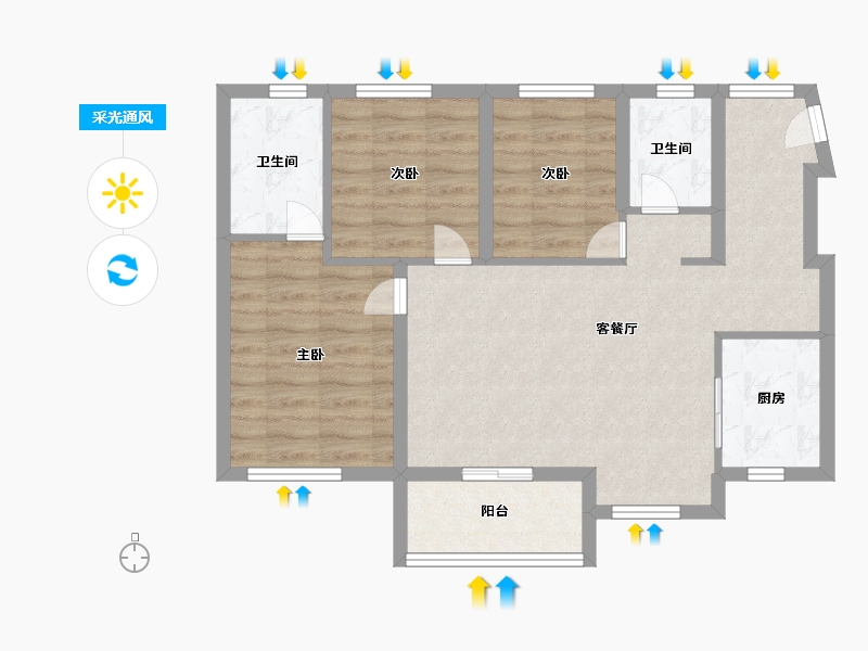 广东省-佛山市-辉逸云庭-73.00-户型库-采光通风