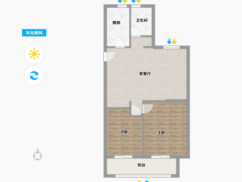 浙江省-杭州市-潮听名苑-70.00-户型库-采光通风