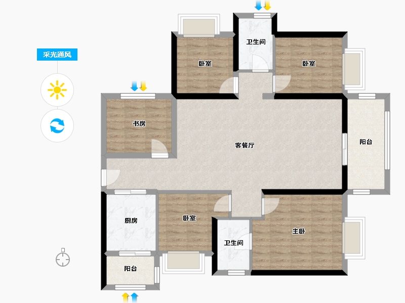 广西壮族自治区-南宁市-云星钱隆御园-124.00-户型库-采光通风