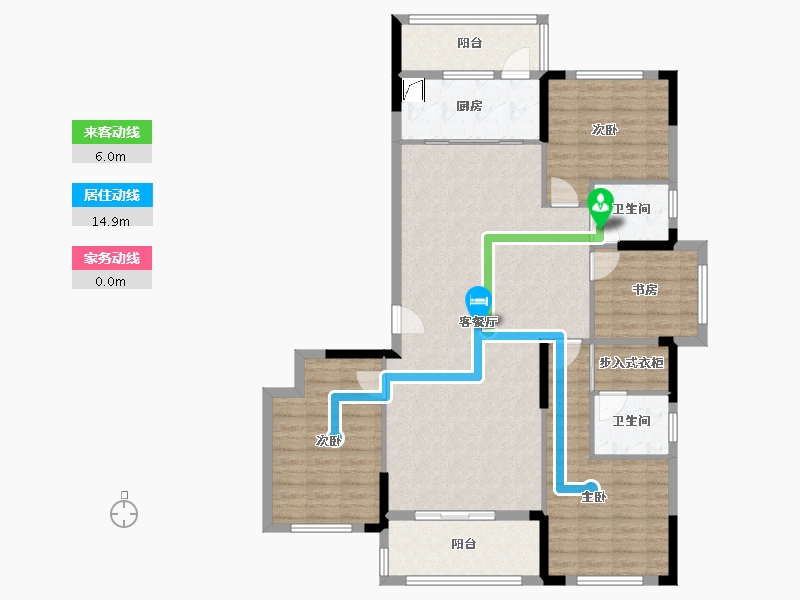 湖北省-天门市-君佳北湖名居-159.00-户型库-动静线