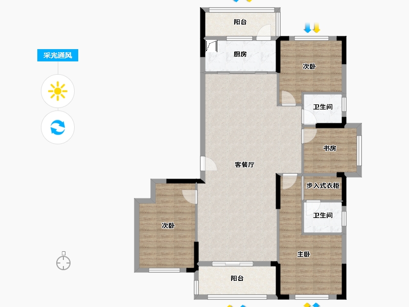 湖北省-天门市-君佳北湖名居-159.00-户型库-采光通风