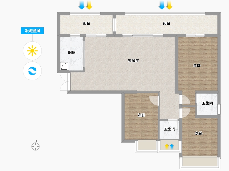 四川省-甘孜藏族自治州-时代康城-100.00-户型库-采光通风