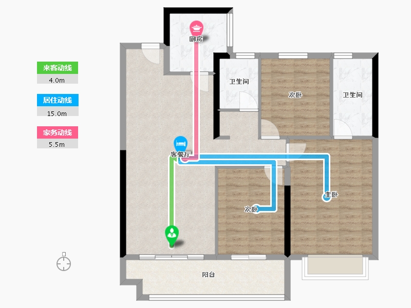 安徽省-淮北市-世茂云图-90.00-户型库-动静线