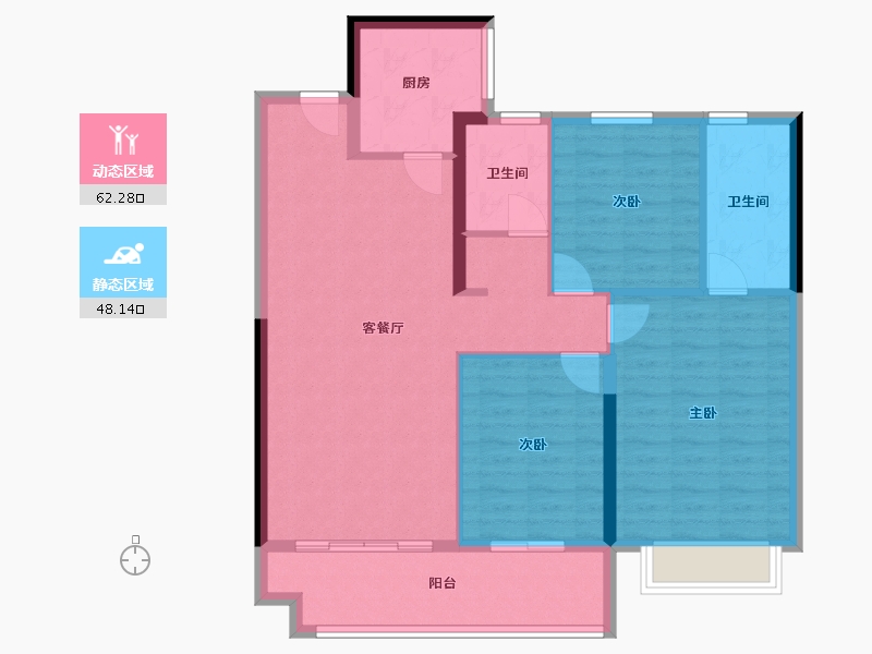 安徽省-淮北市-世茂云图-90.00-户型库-动静分区