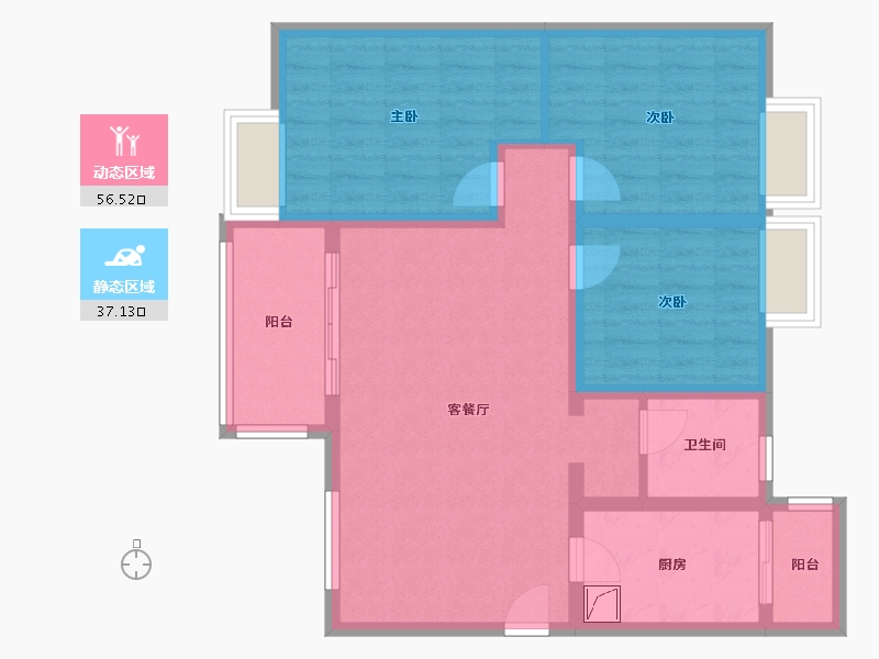 四川省-成都市-万人小区五期-83.00-户型库-动静分区