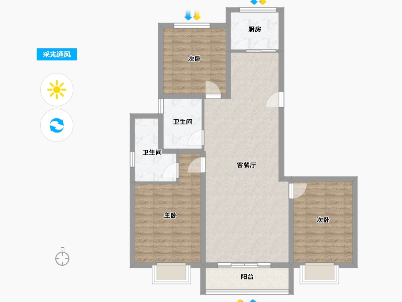 山西省-晋中市-榆次王湖经济实用房-109.12-户型库-采光通风