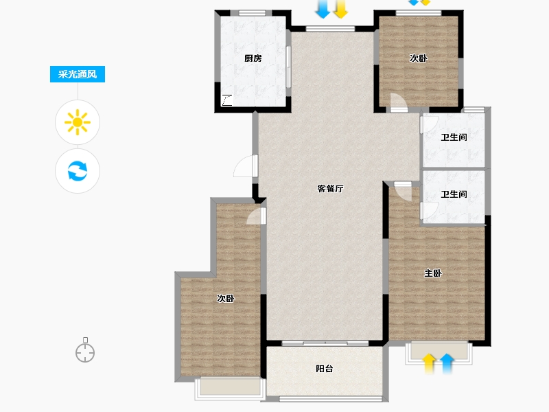 山东省-聊城市-裕昌莲湖新城-180.00-户型库-采光通风