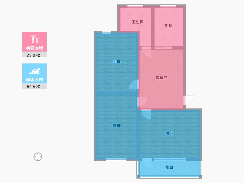 河北省-石家庄市-工行家属院-2号楼-84.17-户型库-动静分区