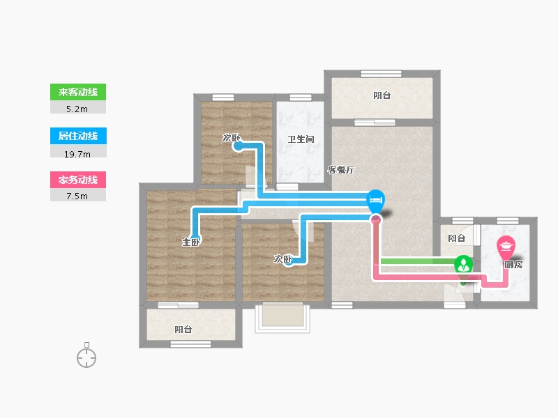 陕西省-西安市-兴隆鑫苑-75.00-户型库-动静线