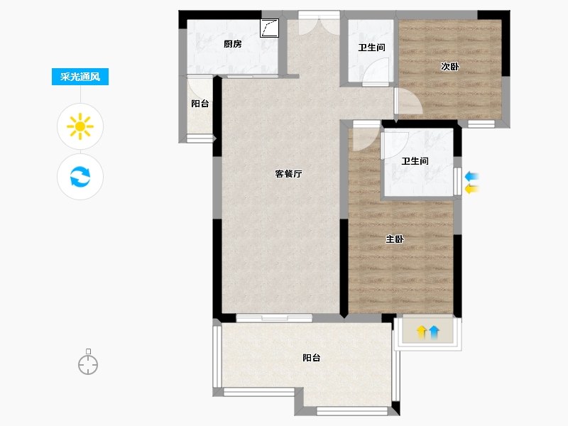 湖北省-宜昌市-雍华阁-74.00-户型库-采光通风