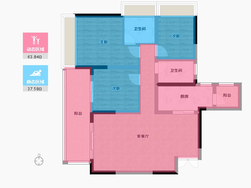 重庆-重庆市-海成·天生天城-93.78-户型库-动静分区