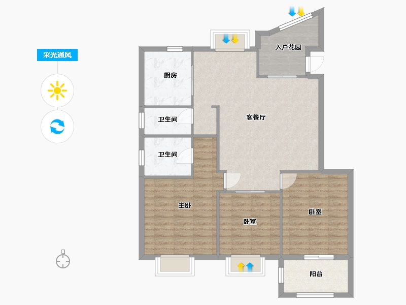 福建省-福州市-三盛果岭-111.00-户型库-采光通风