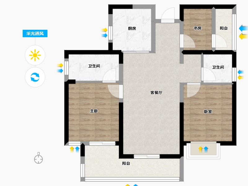 广东省-广州市-旭辉曜玥湾-78.42-户型库-采光通风