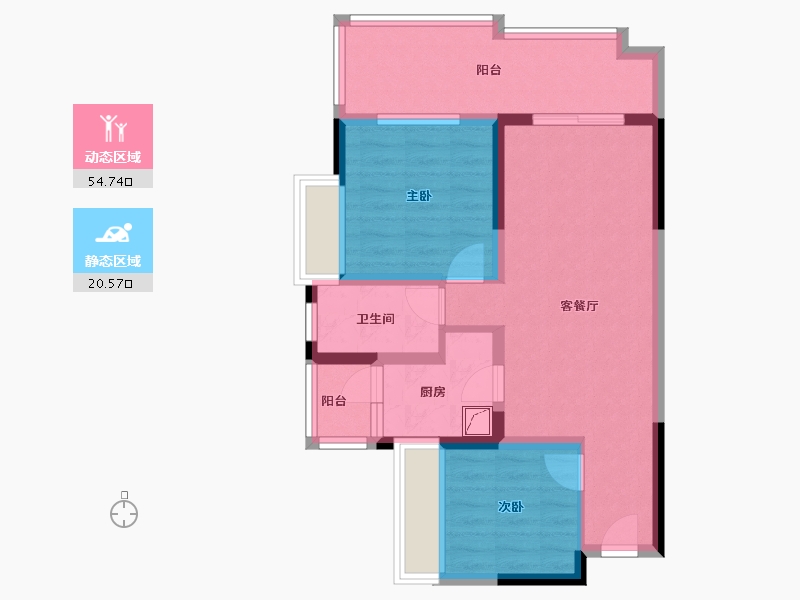 四川省-宜宾市-中梁·壹号院-66.98-户型库-动静分区