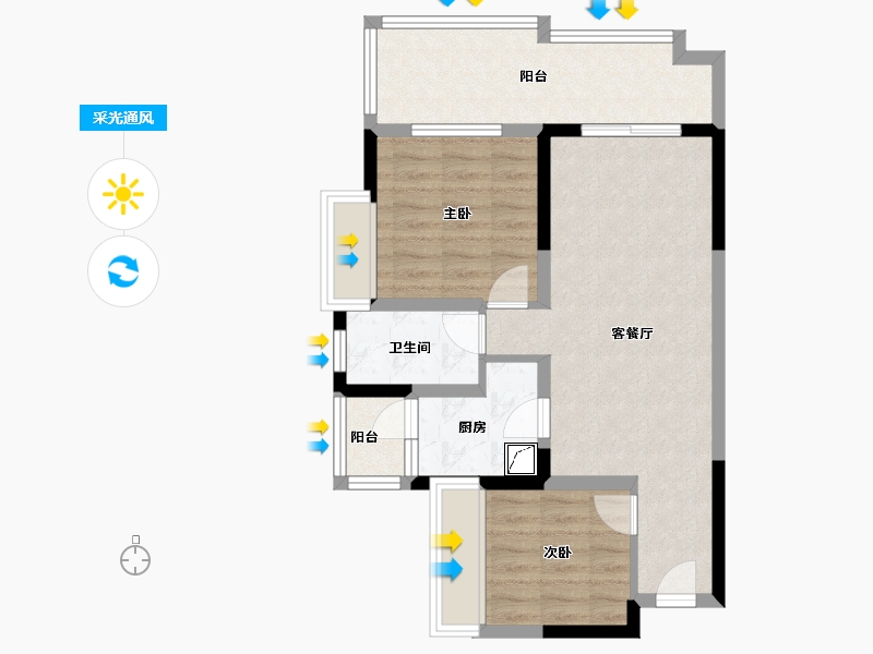 四川省-宜宾市-中梁·壹号院-66.98-户型库-采光通风