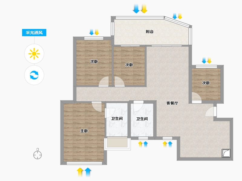 广东省-湛江市-公园一号(人民大道北)-91.72-户型库-采光通风