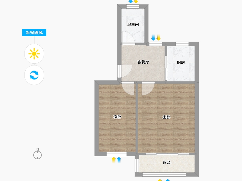 上海-上海市-呼玛二村-42.00-户型库-采光通风