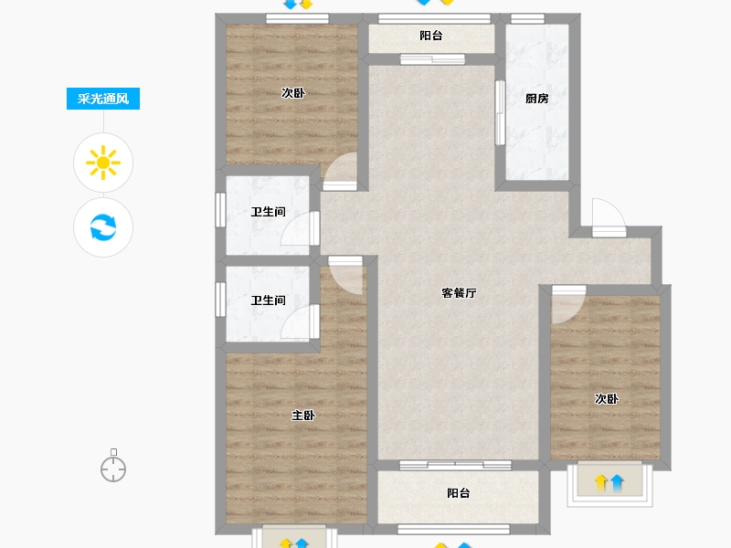 河北省-邢台市-蓝城雅园-94.22-户型库-采光通风