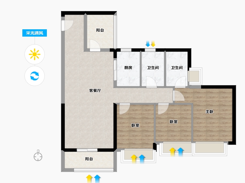 广东省-广州市-星河智荟-89.60-户型库-采光通风