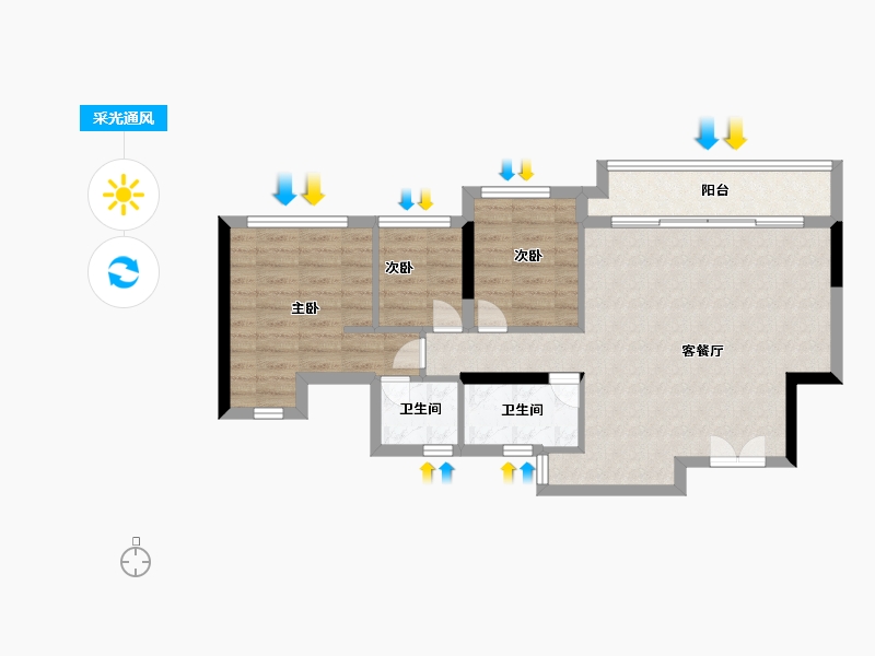 重庆-重庆市-海成云沐-68.00-户型库-采光通风