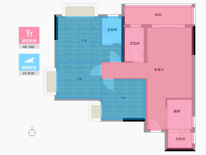 重庆-重庆市-兴悦府-75.50-户型库-动静分区