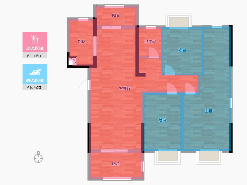 安徽省-阜阳市-新华学府庄园-94.35-户型库-动静分区