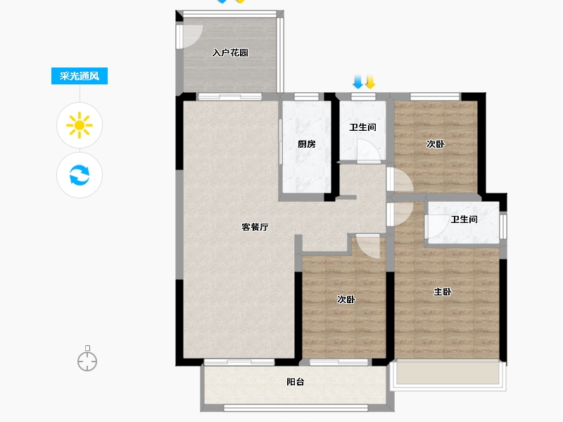 河南省-许昌市-鼎泰壹号院-100.00-户型库-采光通风