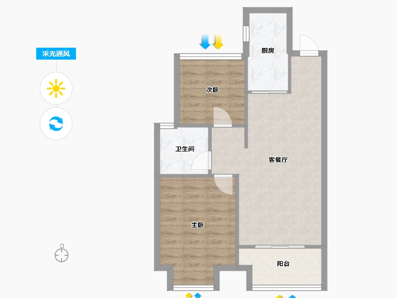 江苏省-苏州市-红树湾花园-60.50-户型库-采光通风