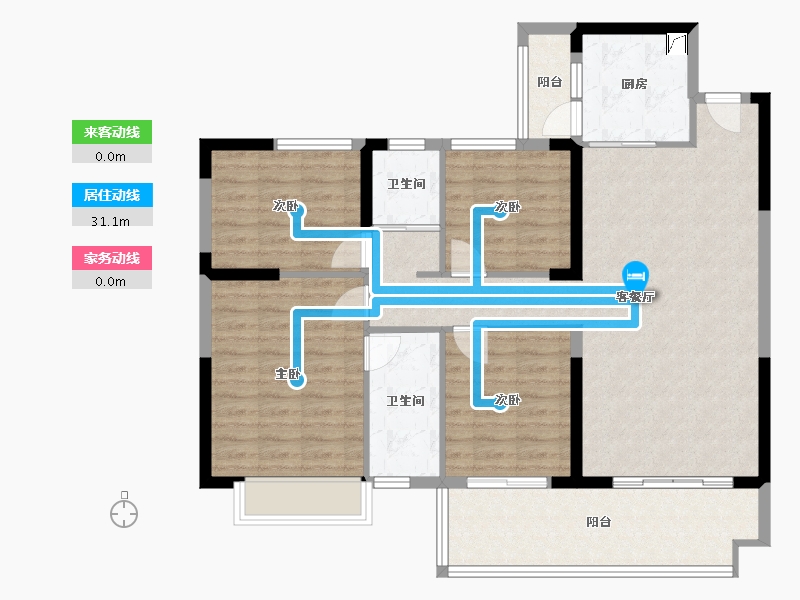 广西壮族自治区-贺州市-碧桂园滨江一号-108.00-户型库-动静线