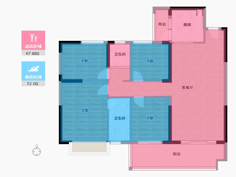 广西壮族自治区-贺州市-碧桂园滨江一号-108.00-户型库-动静分区