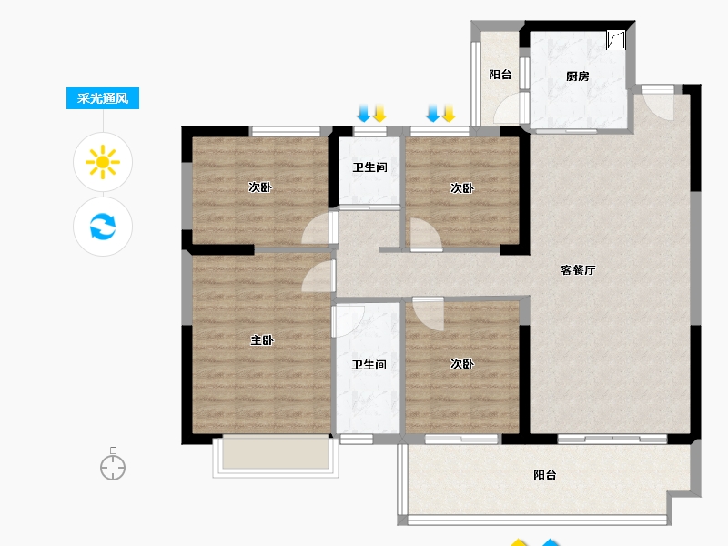 广西壮族自治区-贺州市-碧桂园滨江一号-108.00-户型库-采光通风