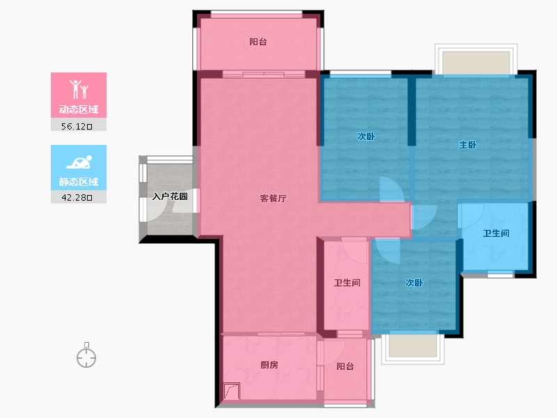 广东省-云浮市-泰德花园-89.81-户型库-动静分区