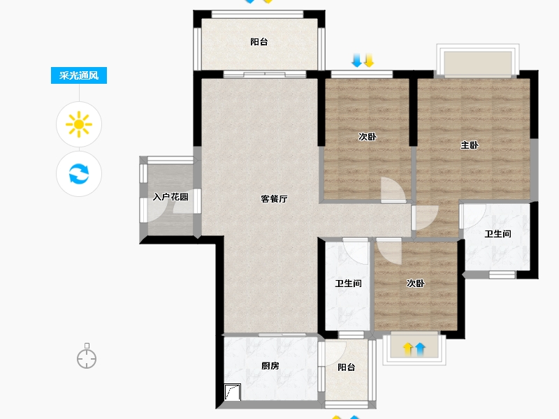 广东省-云浮市-泰德花园-89.81-户型库-采光通风