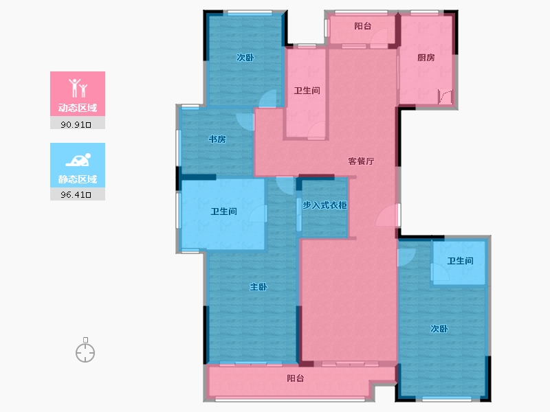 浙江省-杭州市-潮听名苑-170.00-户型库-动静分区