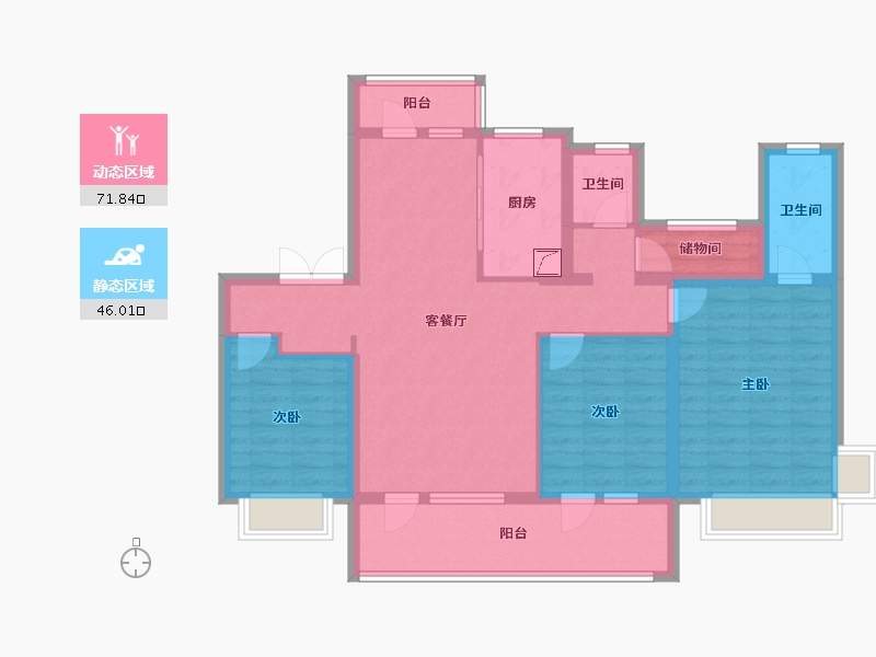 山东省-济宁市-湖畔学府-109.90-户型库-动静分区