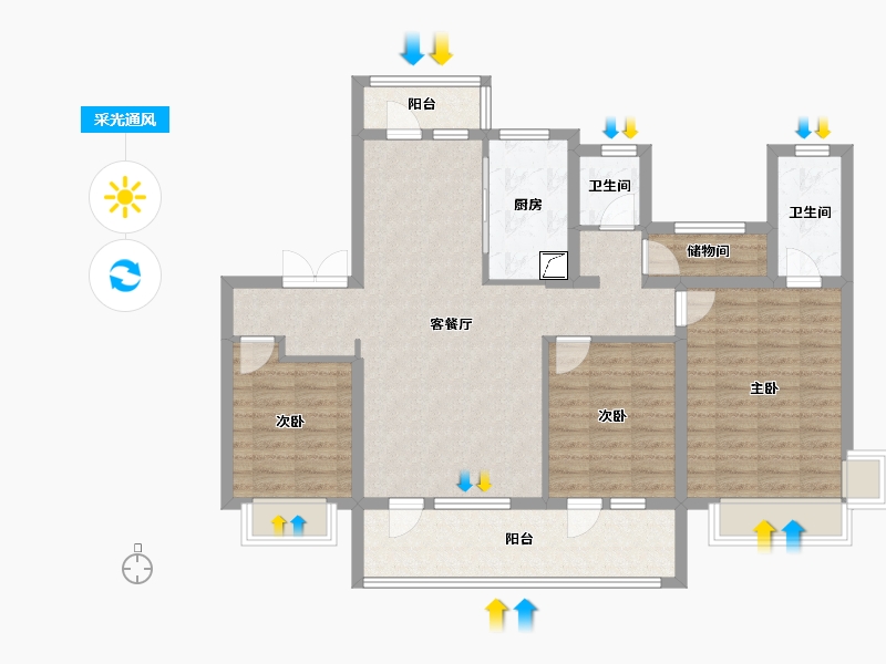 山东省-济宁市-湖畔学府-109.90-户型库-采光通风